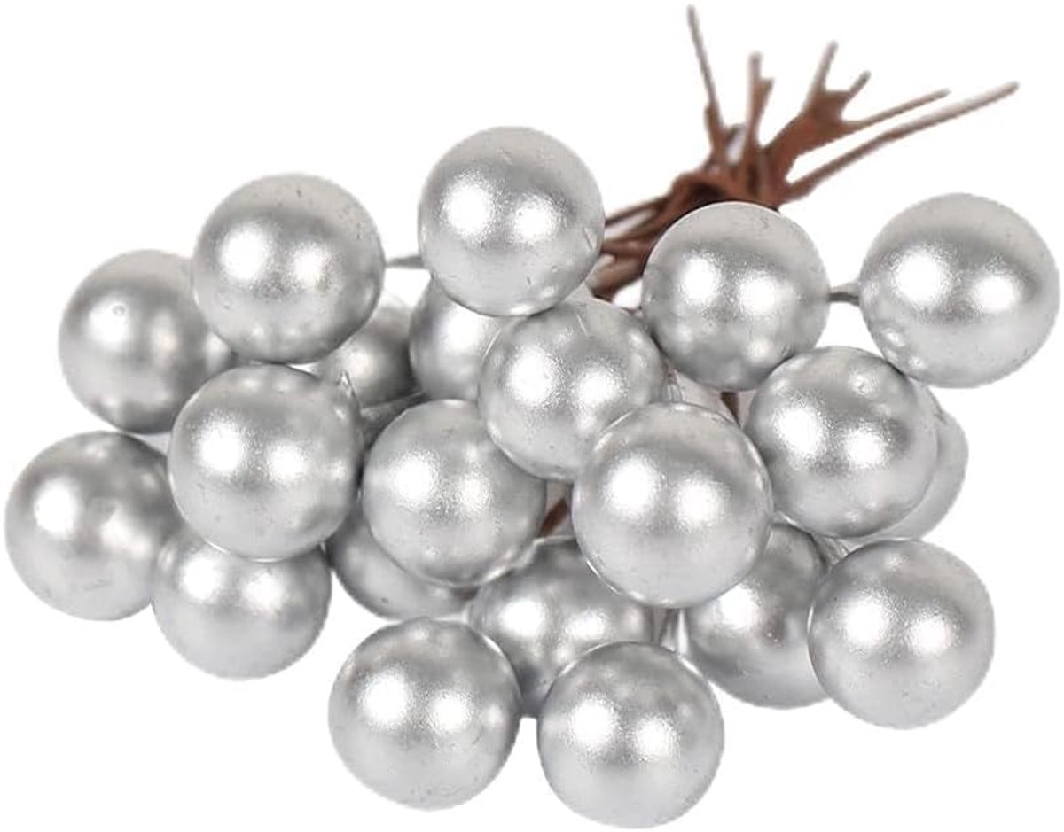 Kunstkerstboom 8/10/12/90/144 stks Zilver Kunstbloem Kleine Stamen Bessen Bundel Diy Kerst Bruiloft Thuis Geschenkdoos Kransen Decor (Color : 1)