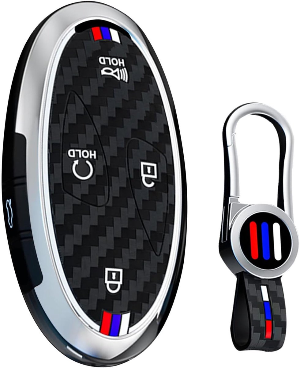 Ontto Sleutelhoes met sleutelhanger, geschikt voor Hyundai Tucson NX4 Kona SX2 Ioniq 6 Grandeur Azera Elantra Sonata 2022-2025, autosleutelhoes, metalen beschermhoes, sleutelcover 5 toetsen, zilver