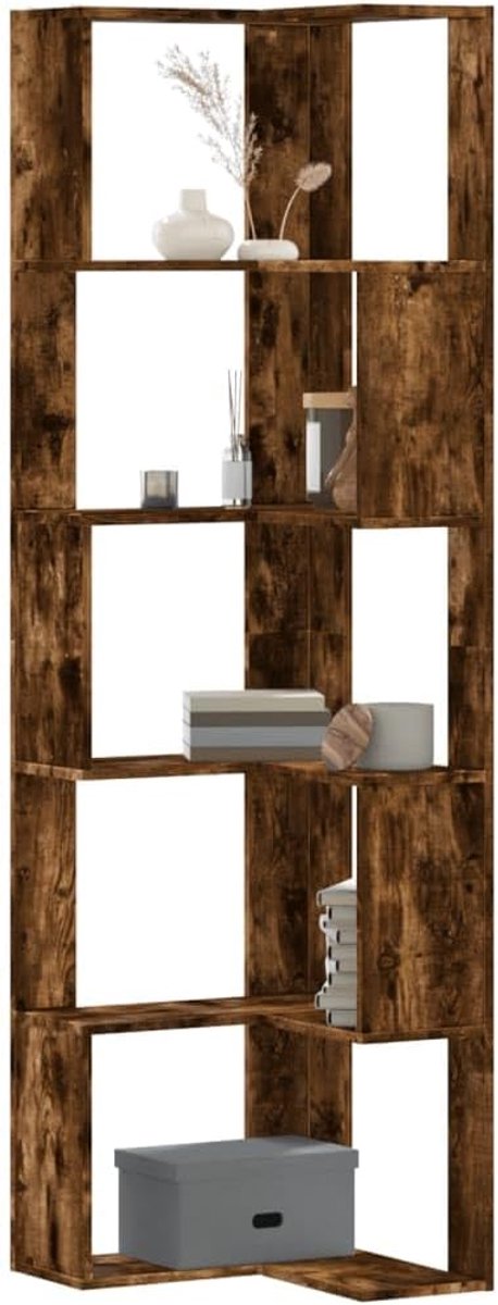 5 planken rookeiken multifunctionele boekenkast voor woonkamer 50 x 50 x 179 cm hout