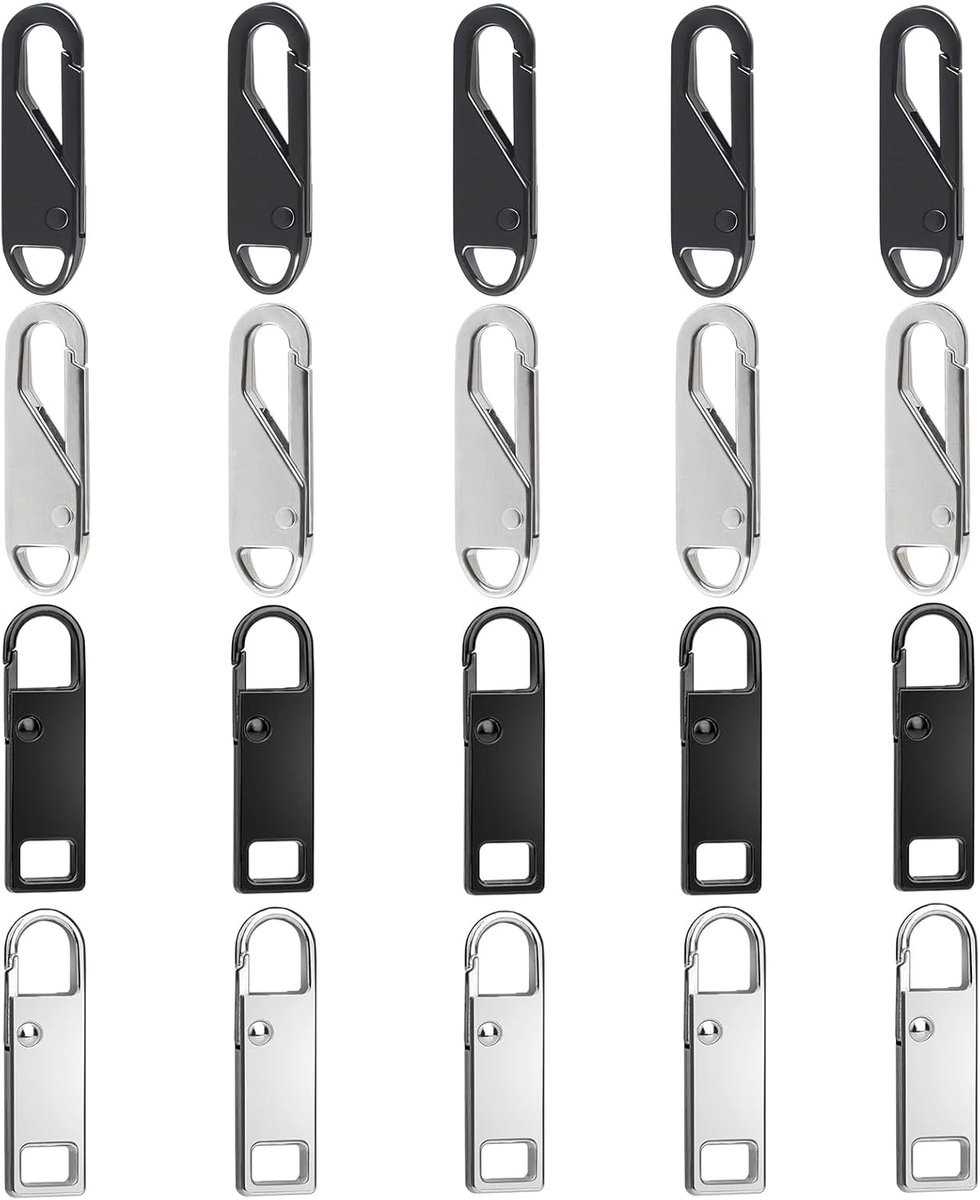 Ritssluiting voor ritssluiting, 5# 20 stuks ritssluiting reparatieset pull tabs reserve rits hanger voor koffer jassen laarzen jassen rugzakken tas