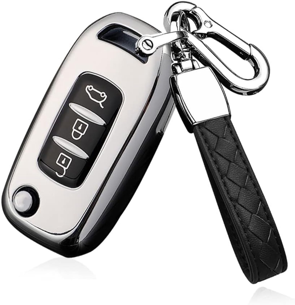 Geschikt voor Renault sleutelhoes, siliconen, klapsleutel voor Renault Sandero, Stepway, Logan Clio, Arkana, Captuur, Kadjar, sleuteletui, beschermhoes, sleutelhanger met 3