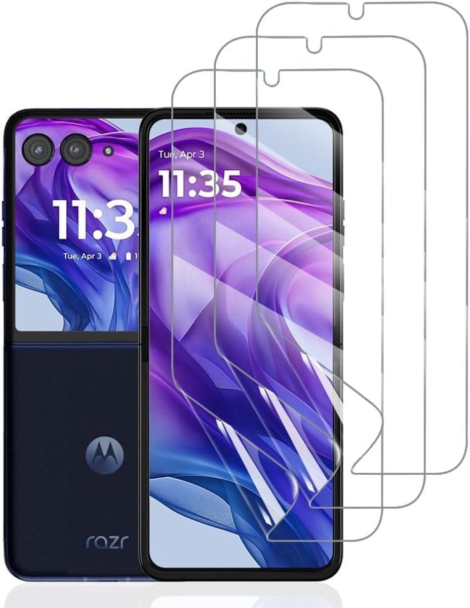 3 stuks hydrogelfolie voor Motorola Razr 50 Ultra, TPU beschermfolie zacht HD helder displaybeschermfolie krasbestendig geen luchtbellen (niet gehard glas)