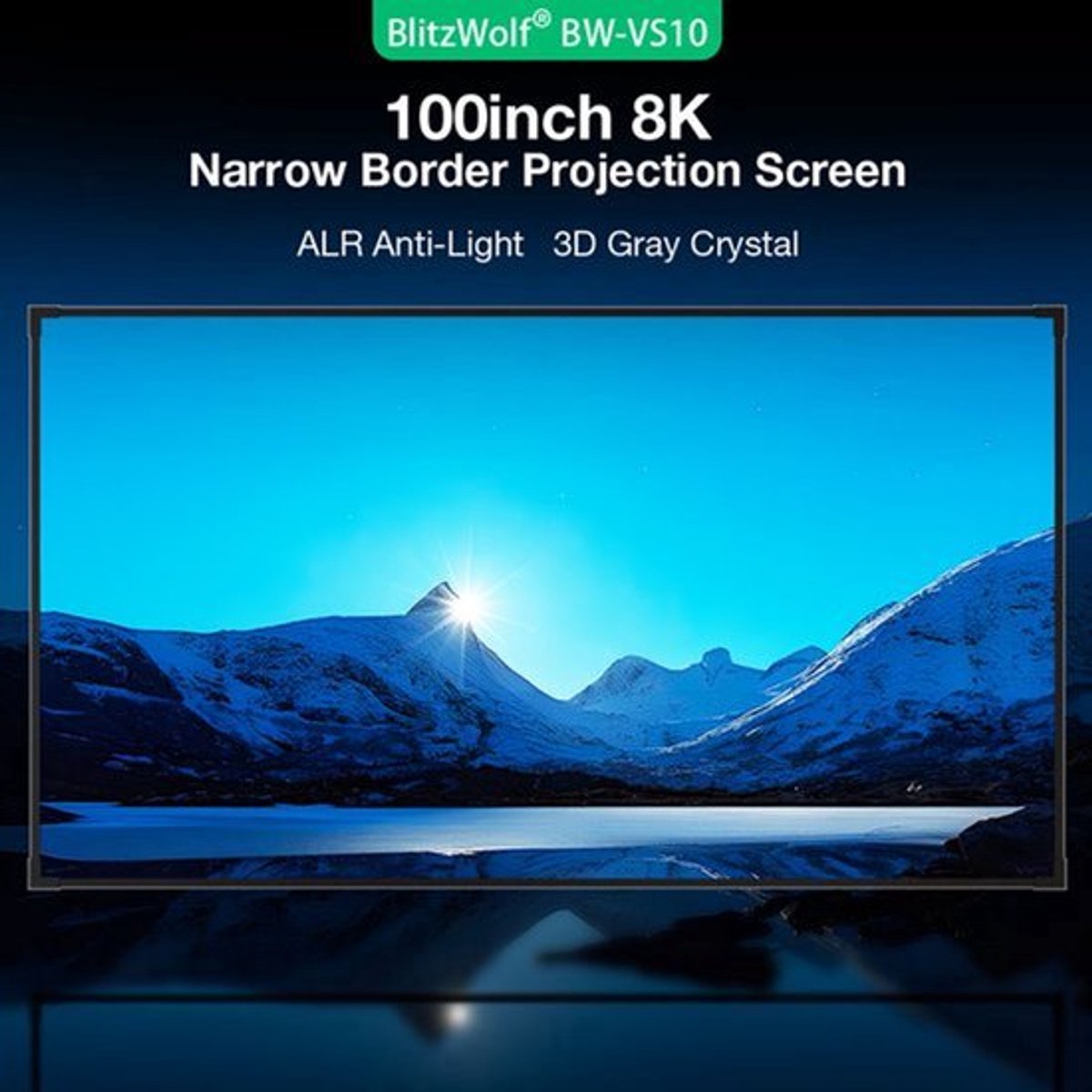 Projectiescherm Vast Frame - 100-inch Grijs Kristal - Smalborder - Voor Thuisbioscoop - Lange Laserprojector