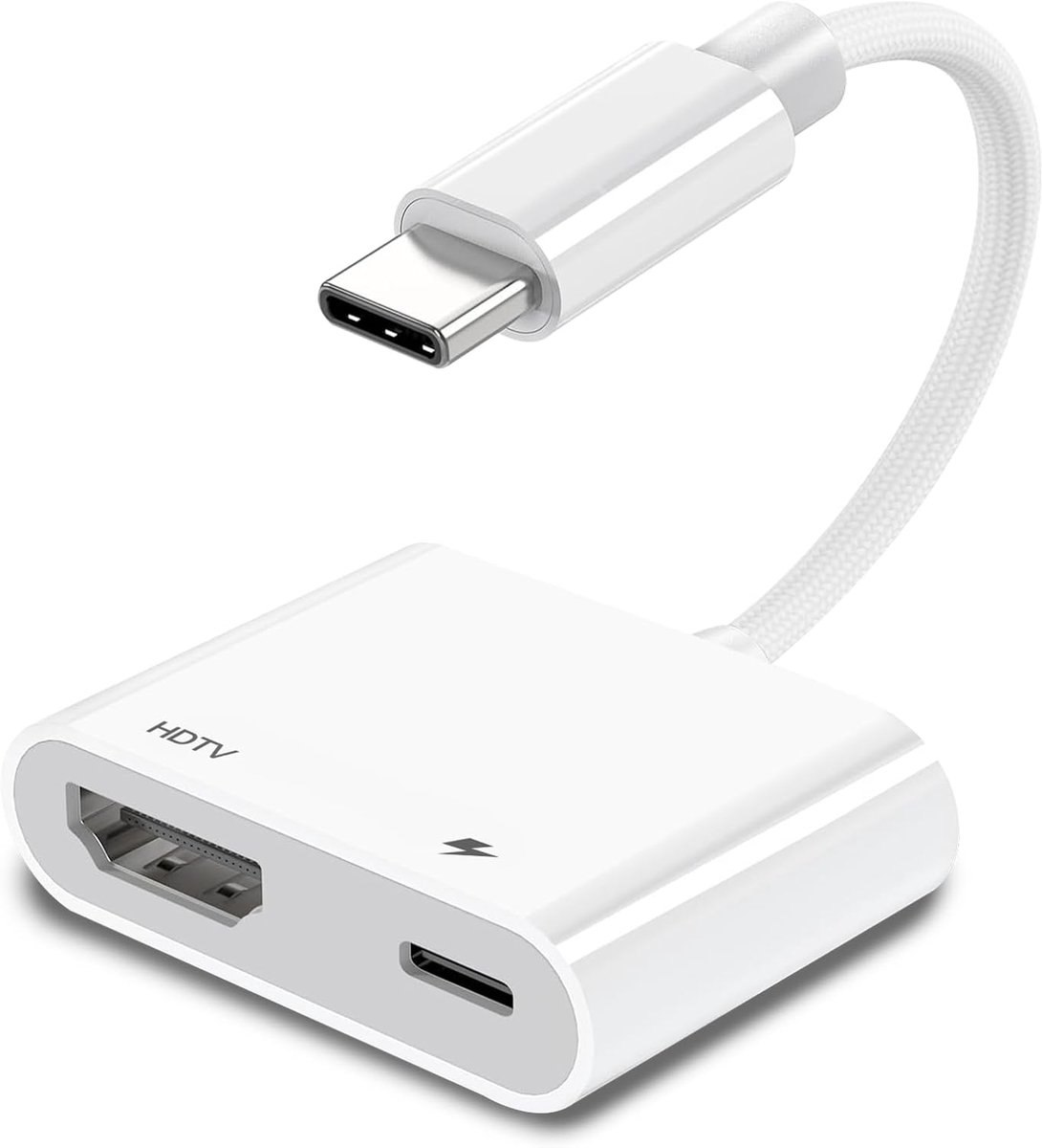 Naar HDTV-Adapter, Compatibel Met iphone 15/16/17, Macbook Pro/Air & ipad Pro (2018-2024), Ondersteunt TV/Monitor/Projector, 4K @60hz, Plug & Play