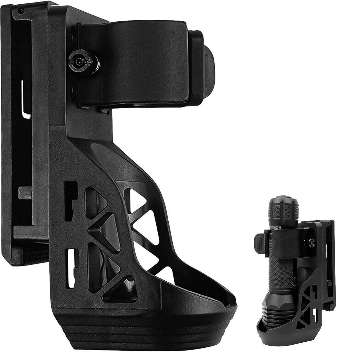 Houder voor zaklamp, zwart, pvc, zaklamphouder, 360 graden draaibaar, geschikt voor 2,5-3 cm zaklamphouder, kunststof, tactische zaklamp