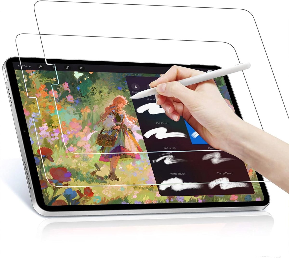 2 stuks papieren beschermfolie voor Samsung Galaxy Tab S10+ (SM-X820/X826), tekenen zoals op papier, verblindingsvrij, met eenvoudige installatiekit