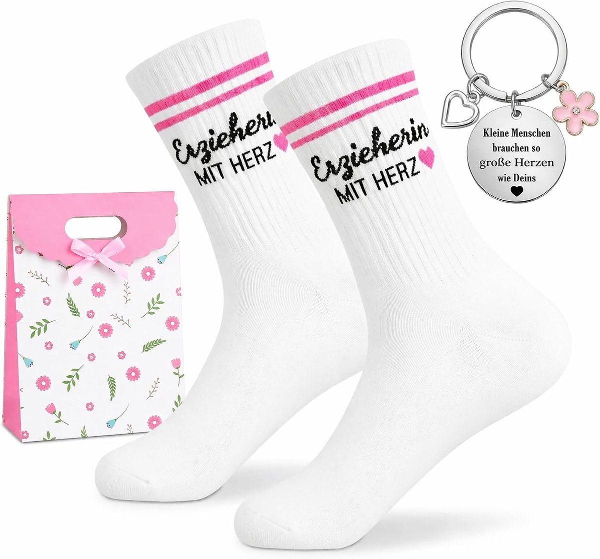 Cadeau voor opvoeders, afscheidscadeau voor kleuterschool, lerarencadeau, sokken met hartvormige sleutelhanger, cadeaus voor leraren