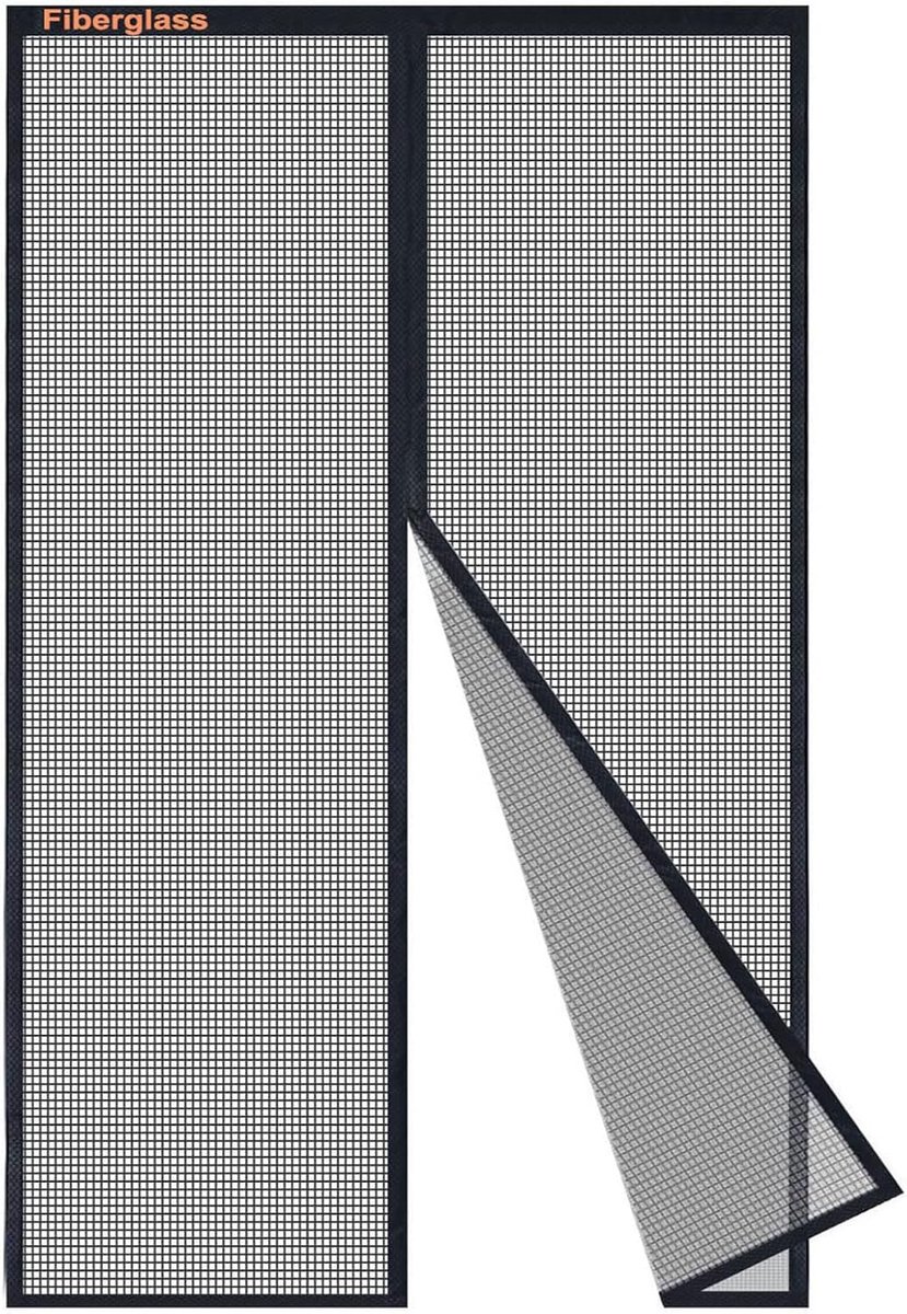 Magnetische Vliegengordijn Deur 75x200cm, Zwart Glasvezel Gaas