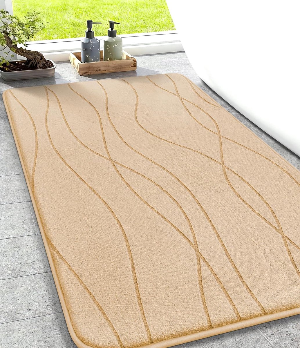 Chakme Badkamertapijt, 50x80cm donkerbeige badmat antislip
