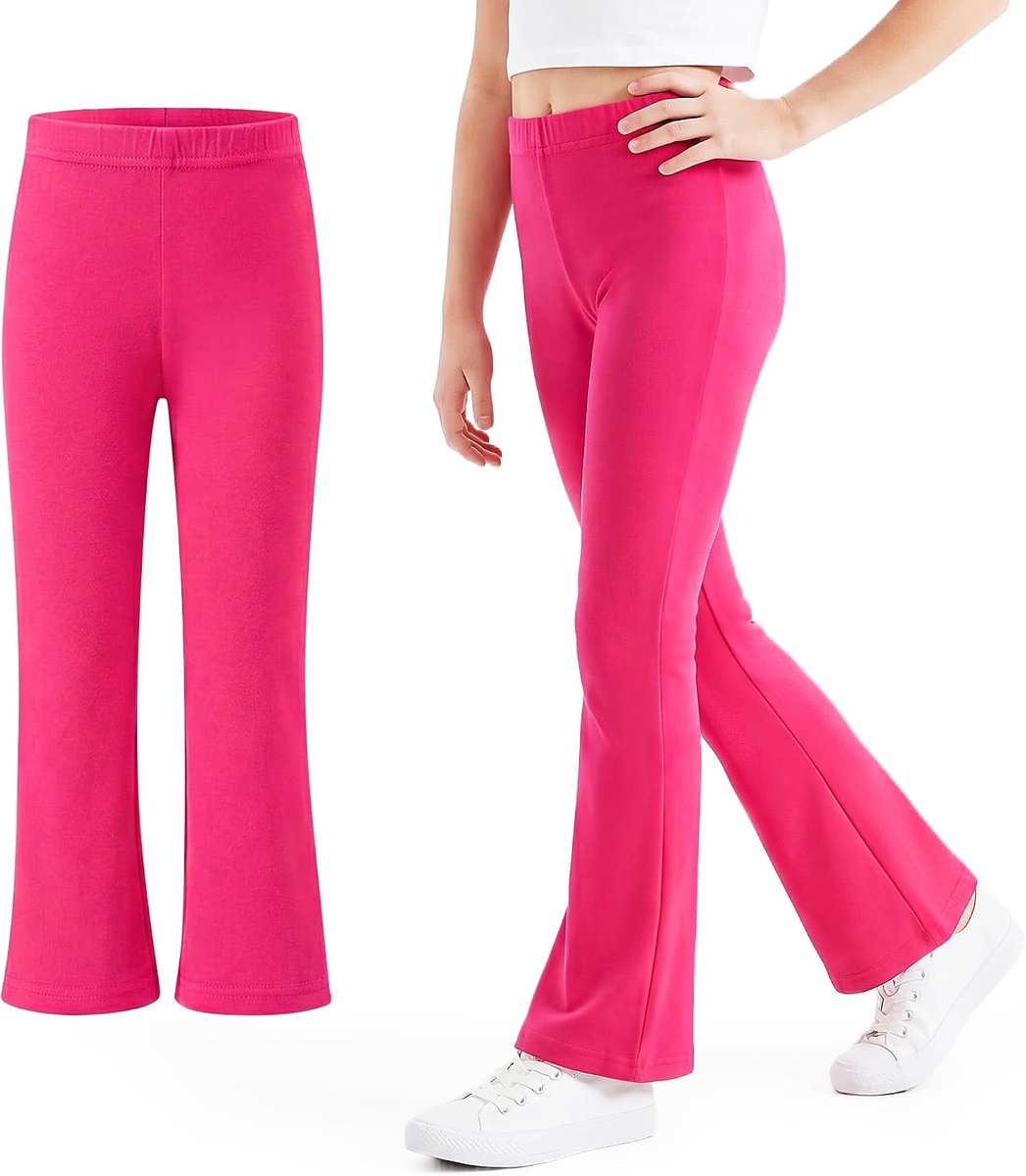 meisjeslegging Elastische ademende broek met wijde pijpen Kinderen Katoen Flared sportlegging Wijde pijpen Basic bootcut broek Lange effen kleur Dans yogabroek Sportkleding voor 7-16 jaar