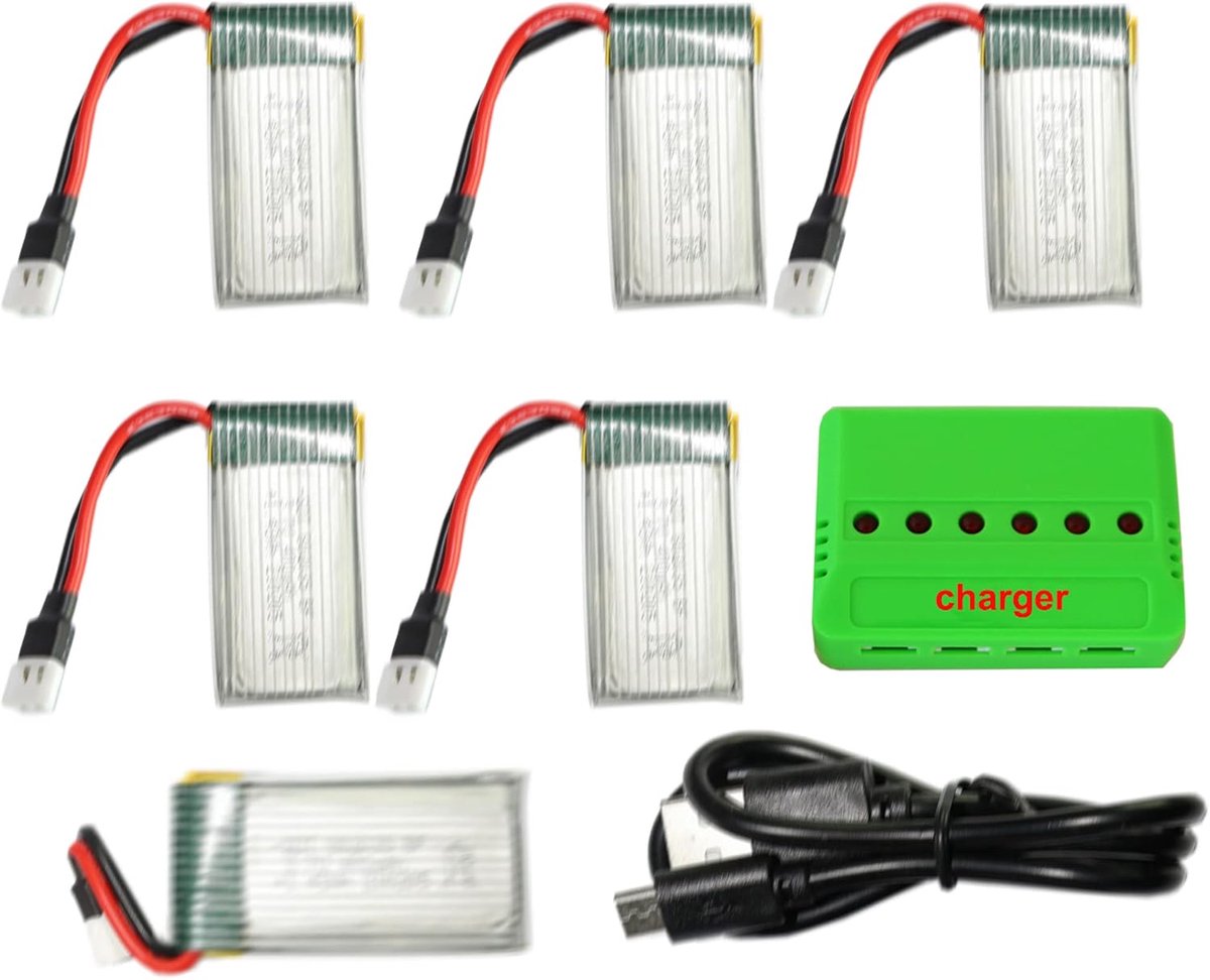 Lipo-accu voor drone, 3,7 V, 400 mAh, 6 stuks