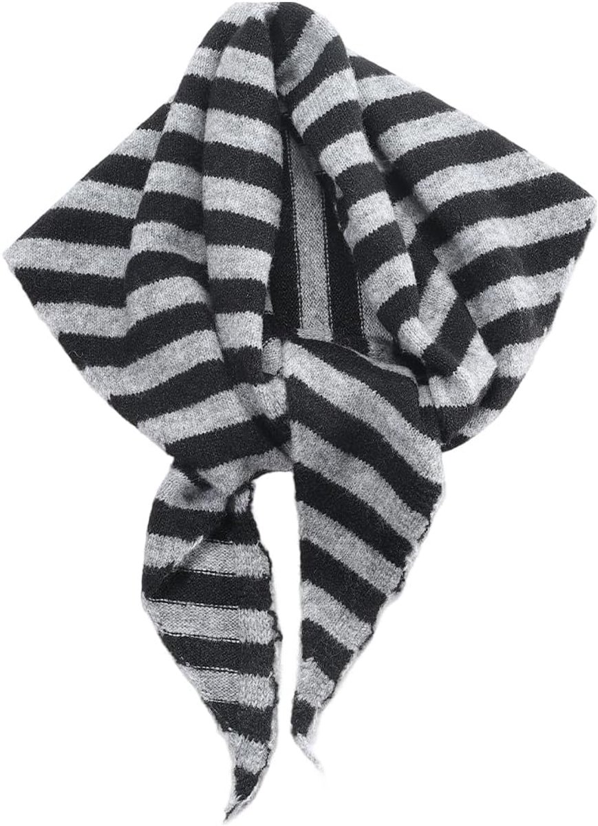 Gebreide Sjaal Gestreepte Halsdoek Trendy Hoofd Haar Wrap Bandana Zacht Warm Kasjmier Voel Veelzijdige Sjaals Sjaals Voor Vrouwen Streetwear Decor Accessoires