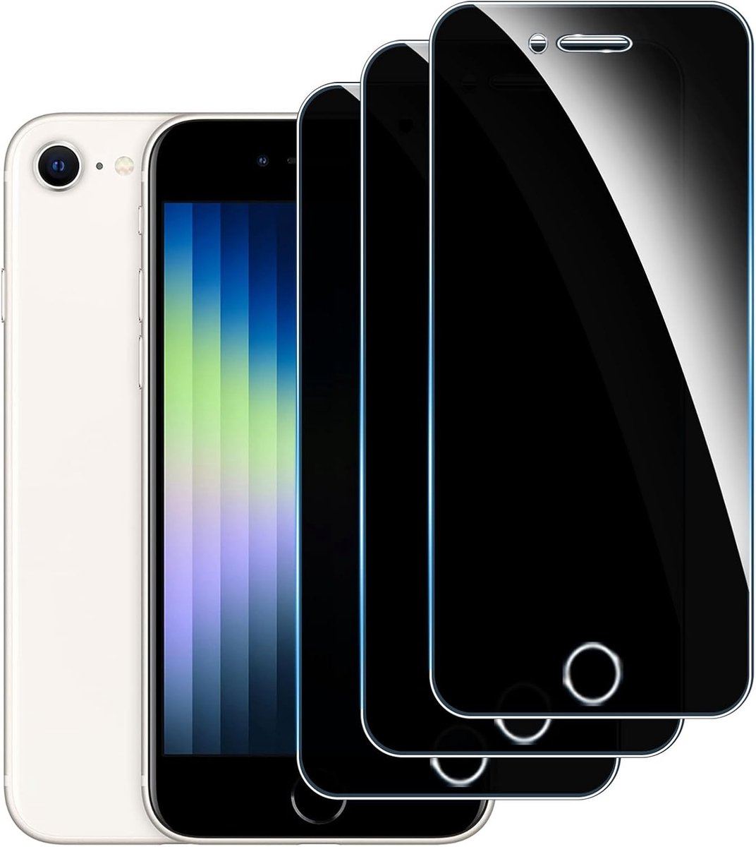 【3 stuks】privacy schermbeschermer voor iPhone SE 2022/2020,Anti-Spy aangemaakte glas Screen Protector,9H hardheid,Gemakkelijk te Installeren,Anti-kras,Geen Luchtbellen