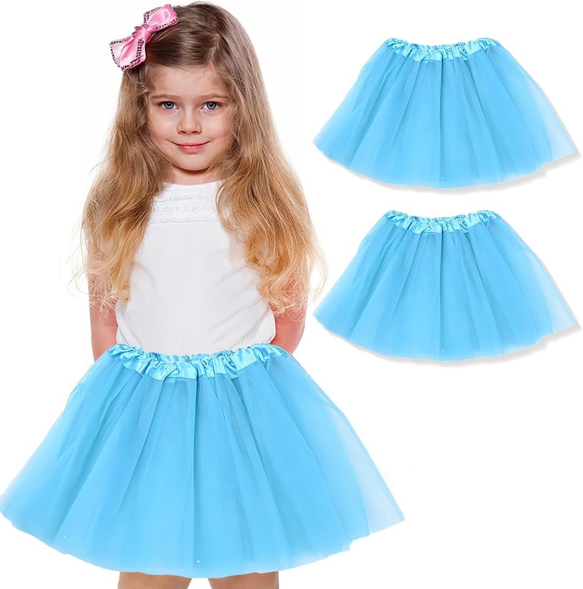 Rokken, feestrok voor meisjes, tutu kostuum, tule-tutu voor dansfeesten voor meisjes, tule rok, tutu balletrok, ballet petticoat, balletjurk (lichtblauw