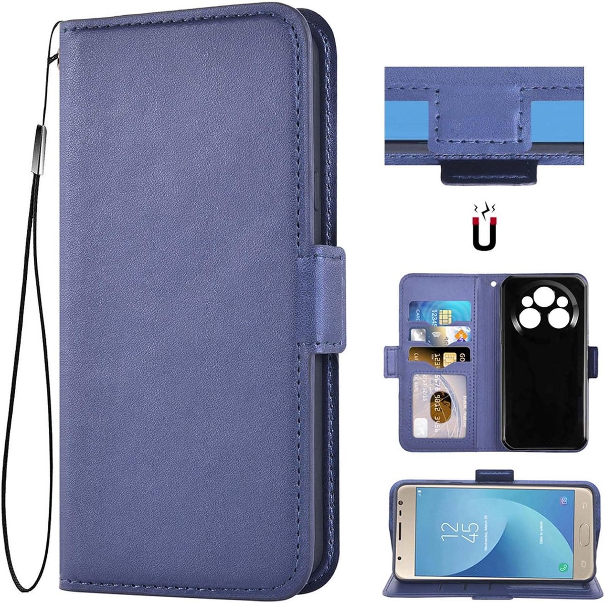 Lederen portemonnee zakje flip case cover kaartsleuf voor OUKITEL WP35 / WP35S / WP35Pro / WP39 / WP39Pro / WP55 / WP55 Pro (blauw)