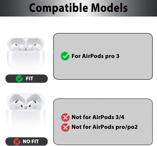 Beschermhoes voor AirPods Pro 3 (2025), magnetische beschermhoes met automatische opening, geïntegreerde telefoonstandaard en karabijnhaak, schokbestendig, zwart — afbeelding 2