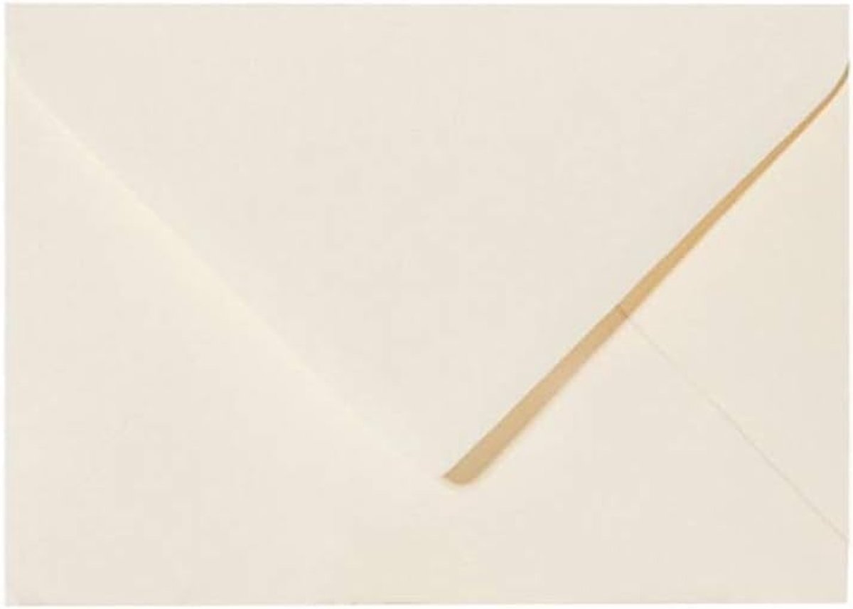 25 enveloppen DIN C6 114x162 mm, gegomd, voor uitnodigingen, wenskaarten A6, voor bruiloft, verjaardag in zachtcrème