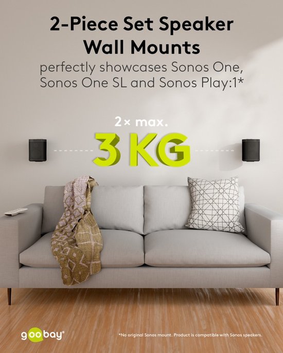Goobay Luidspreker muurbeugel One Sound Flex, compatibel met de Sonos One en Sonos One SL, zwart — afbeelding 4