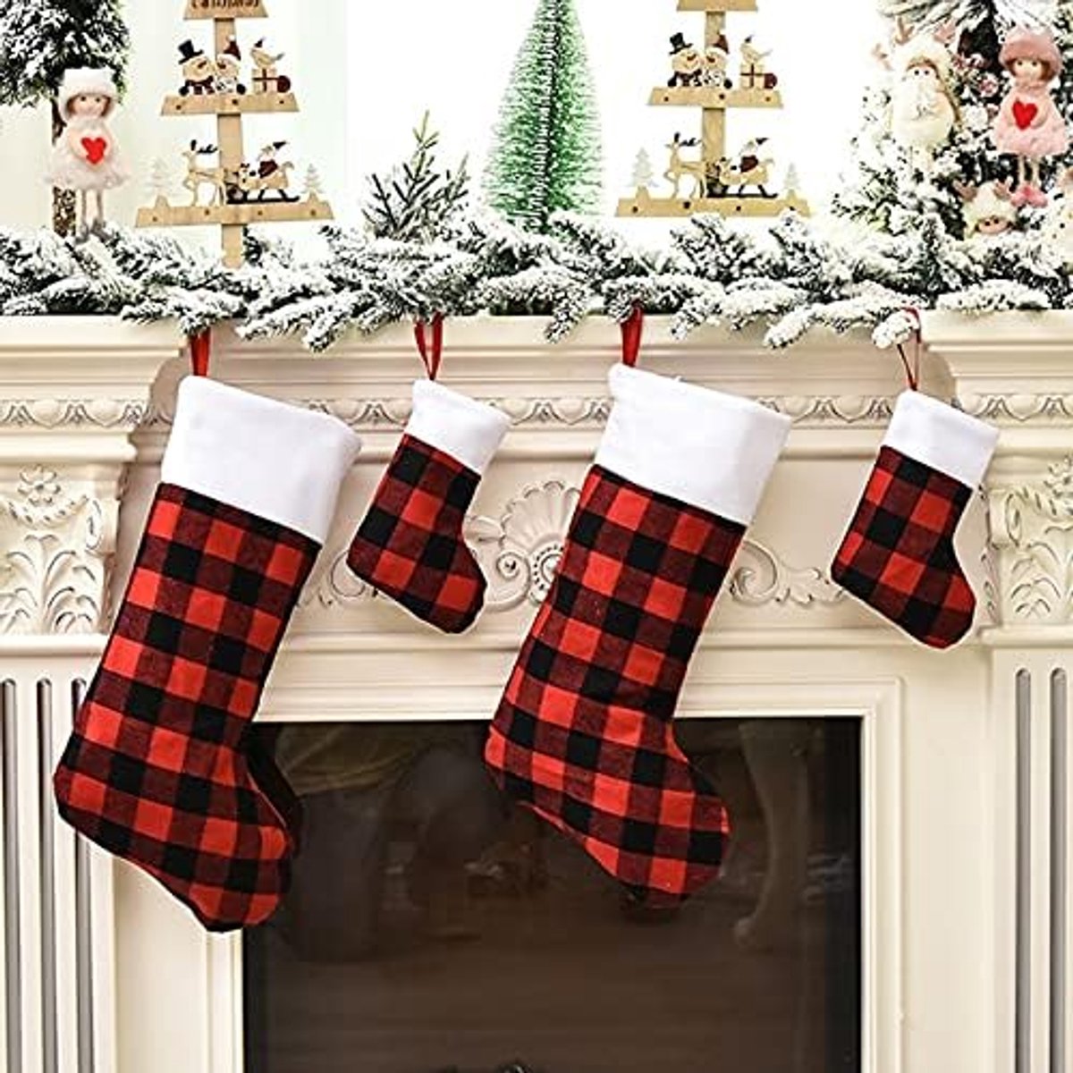 Kunstkerstboom Nieuwjaar Christmas Stocking Xmas Gift Candy Bag Kerstversiering for Home Navidad Sok Noel Deco Ornamenten (Color : W96-Red Santa)
