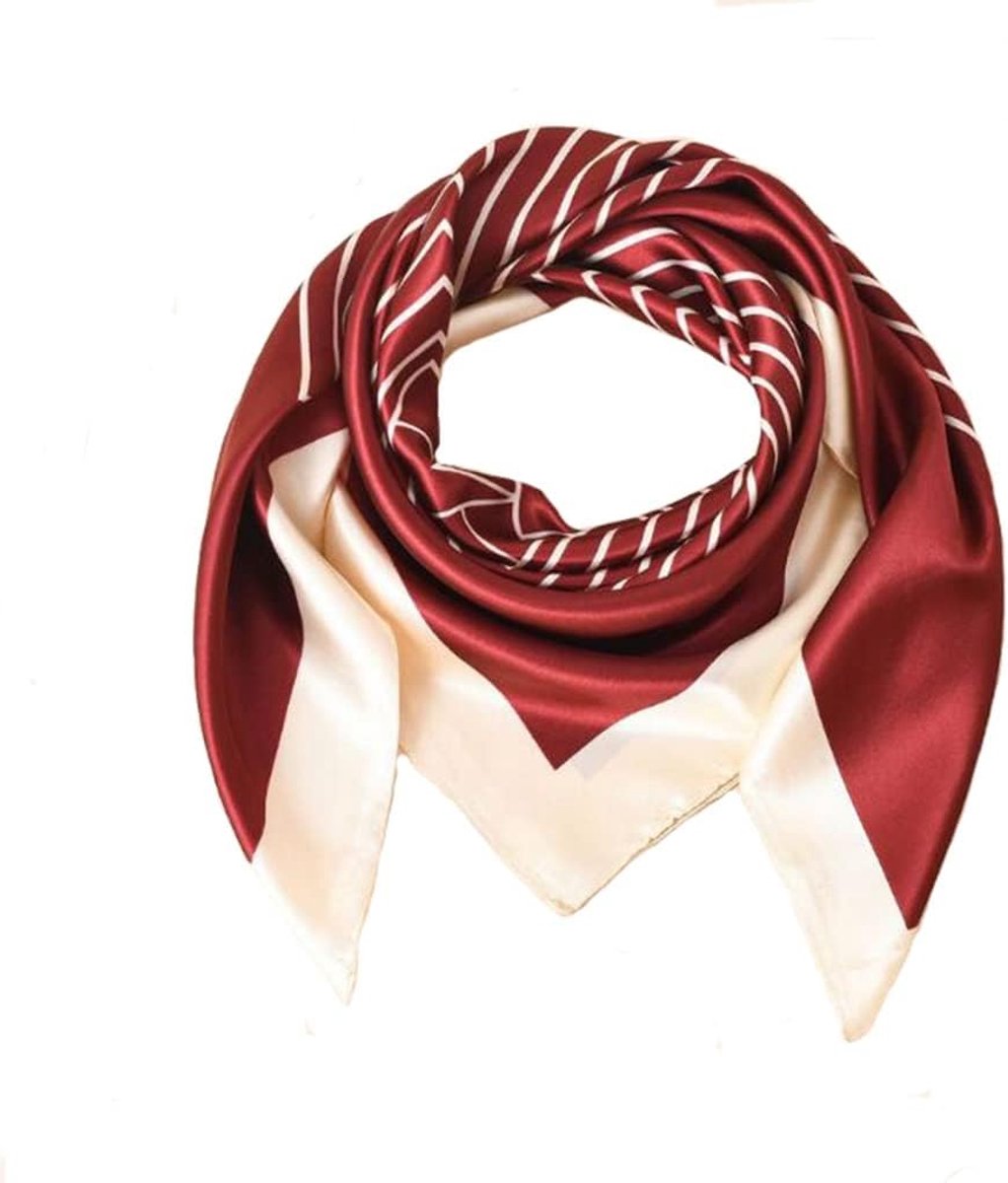 sjaal 90 * 90 cm kleine vierkante sjaal zijde sjaal imitatie zijde decoratieve zijden sjaal (Color : Red)