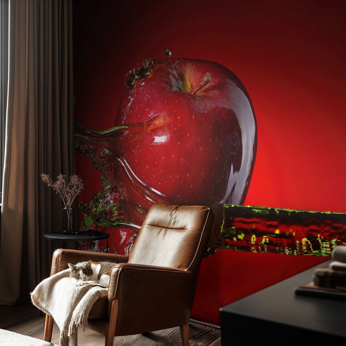 Coloray Vliesbehang - Rood Snellijm Behang - 152x104 cm - Sappige Energie Fotobehang Vlies - Woonkamer behang Voedsel - Muurschildering - Woonkamer behang
