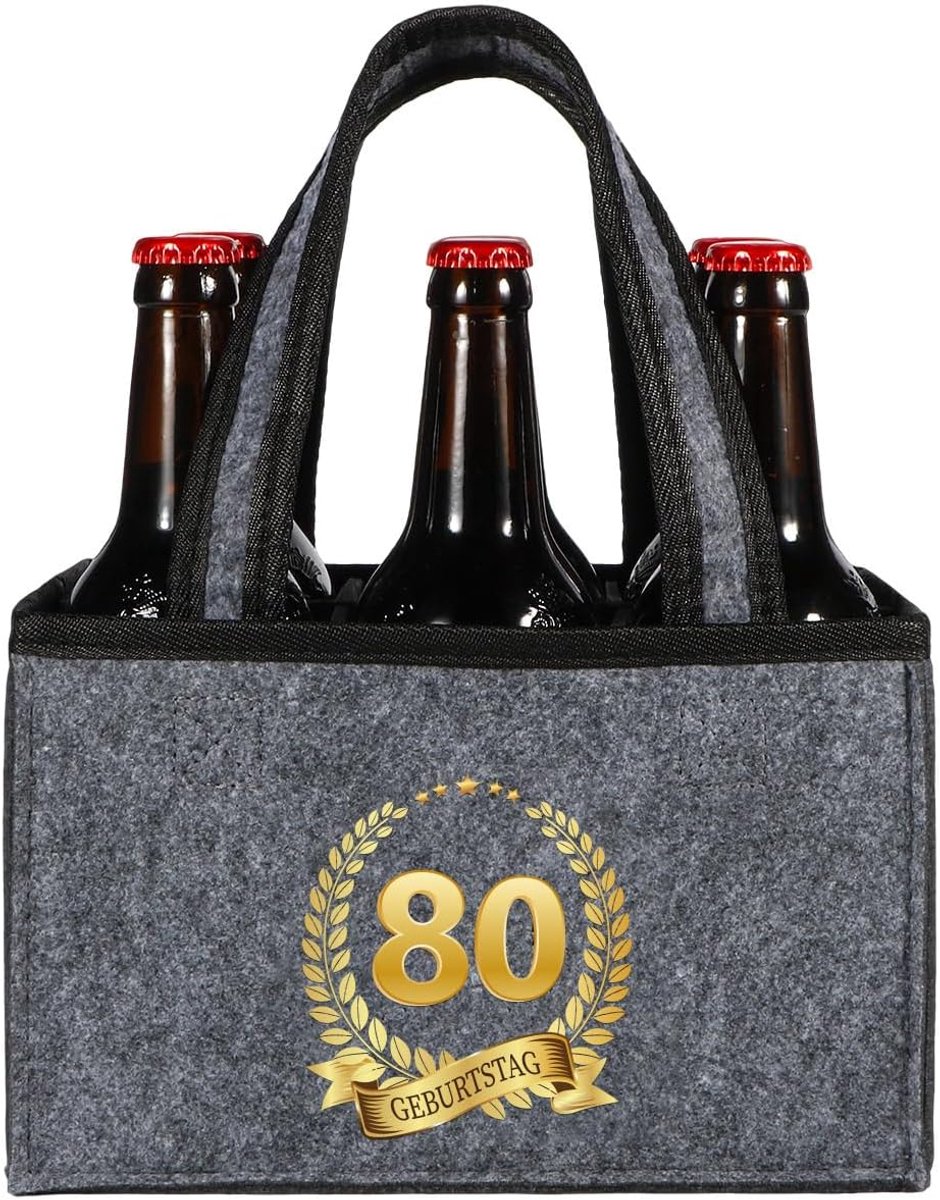 Bier cadeaus voor mannen verjaardag, draagtas mannenhandtas bier, grappige gepersonaliseerde geschenken mannen, 80e verjaardag, 80. Geburtstag, 80e verjaardag