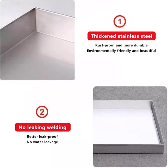 RVS waterbak voor plantenbak, rechthoekig, 120x70 cm — afbeelding 3