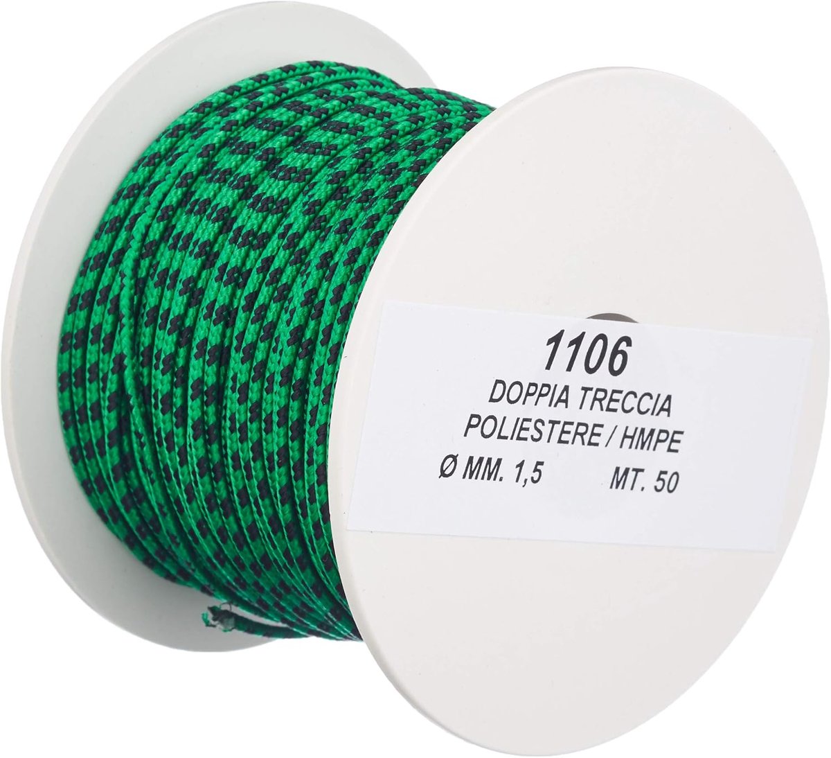 Divers Dyneema SK75 Leiband, diameter 1,5 mm, spoel 50 m, groen