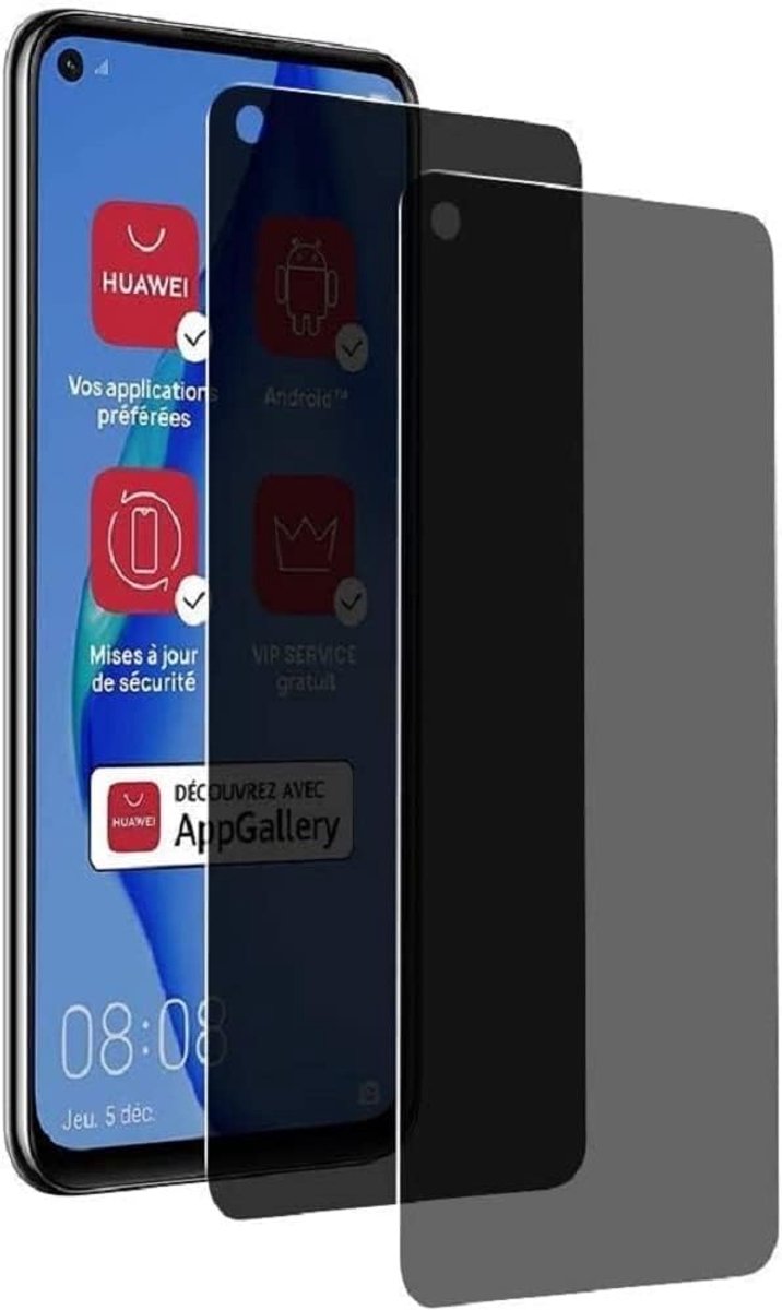 2 Pack Anti-Spy Screen Protector for Huawei P40 Lite - Full Screen Privacy Screen Protector, 3D Tempered Glass Film, 9H Hardness Anti-Peeping Full Coverage Protector Anti Scratch