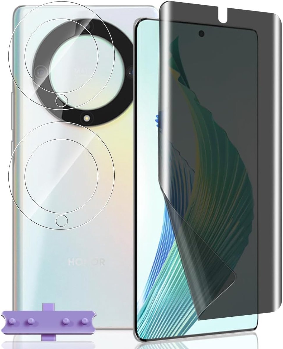 Schermbescherming voor Honor Magic 5 Lite, [1 Stuk] Anti-Spy TPU Flexibele Film en [2 Stuks] Versterkt Glas Camera Beschermer, Schermbeschermer voor Honor Magic 5 Lite