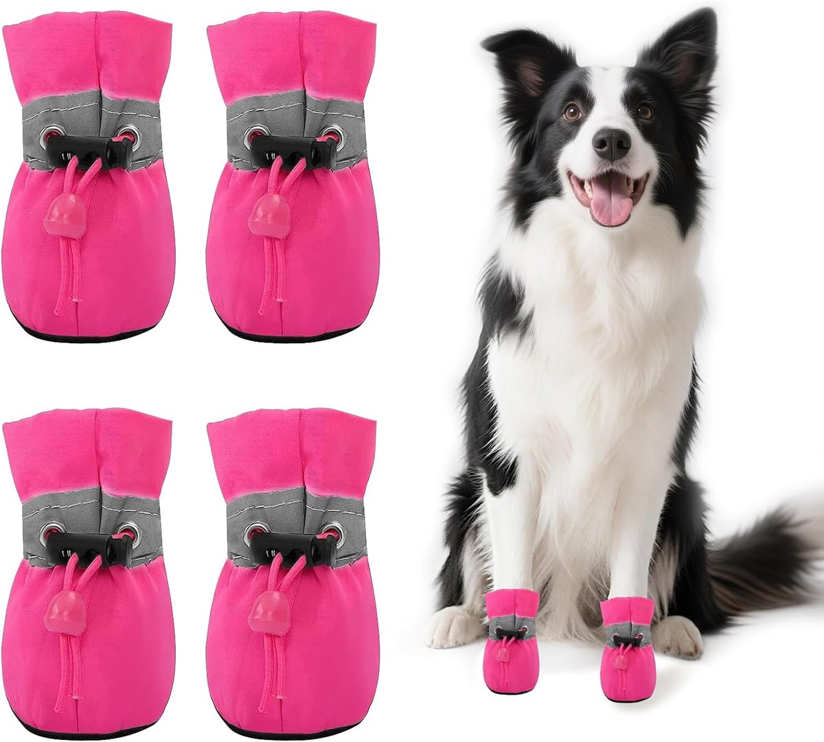 Schoenen Zomer, Hondenschoenen Pootbescherming, Pootbescherming voor Honden, Uitgerust met Reflecterend Band, Geschikt voor Binnen- en Buitengebied, Ademend en Slijtvast/Roze 2