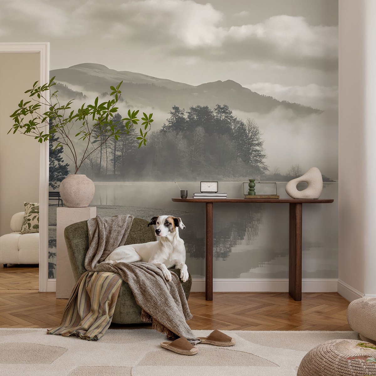 Coloray Vliesbehang - Grijs Snellijm Behang - 104x70 cm - Romantisch Landschap Muurschildering - Slaapkamer behang Landschappen - Fotobehang Vlies - Slaapkamer behang