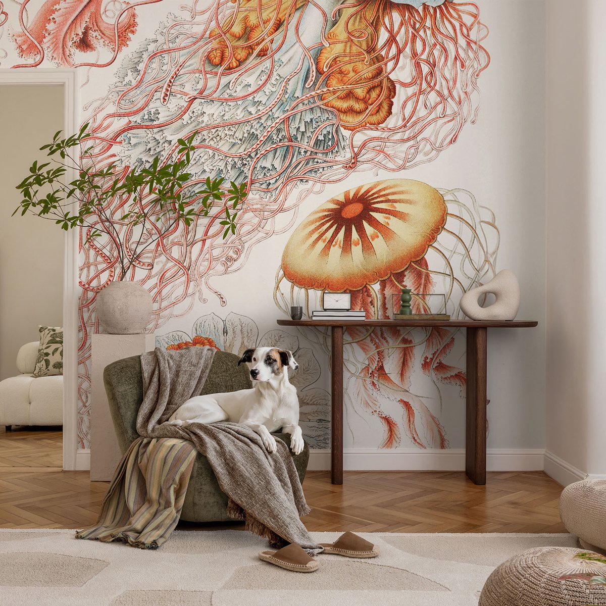 Coloray Vliesbehang - Rood Snellijm Behang - 104x70 cm - Sierkwal Muurschildering - Gang behang Natuur - Fotobehang Vlies - Gang behang