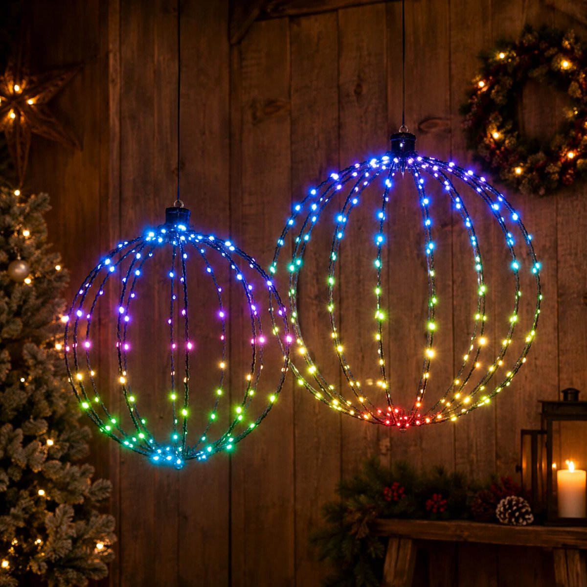 Lichtbollen - D40 en D50 cm - gekleurde LED lampjes - color changing effect - afstandsbediening