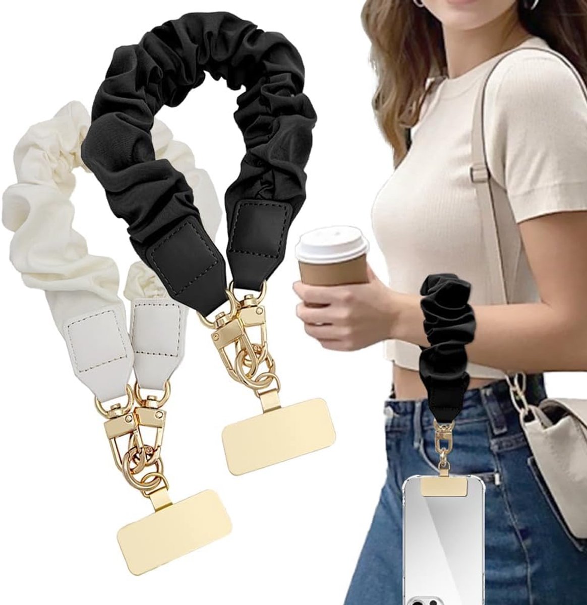 2 Stuks Telefoon Polsband Telefoonkoord Scrunchie Polsbandje Mobiel Polskoord Telefoon Hanger Handstrap Smartphone Koord Voor Dames Dagelijks Gebruik Reizen Uitgaan