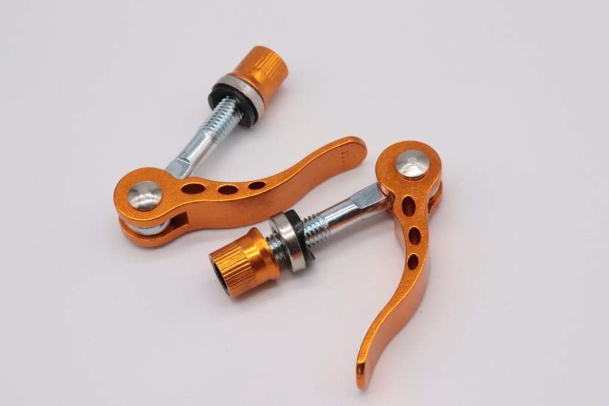 2 stuks fietssnelspanners, Quick-Release, zadelklem, M6 x 50 mm (goud)