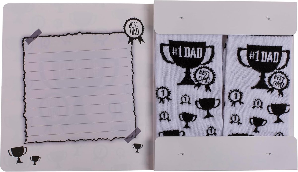 Herensokken, cadeauset Bester Papa, 1 paar met beschrijfbare wenskaart, katoenen sokken, eenheidsmaat 42-46, cadeau-idee voor Vaderdag, verjaardag en verrassing (blauw/wit)