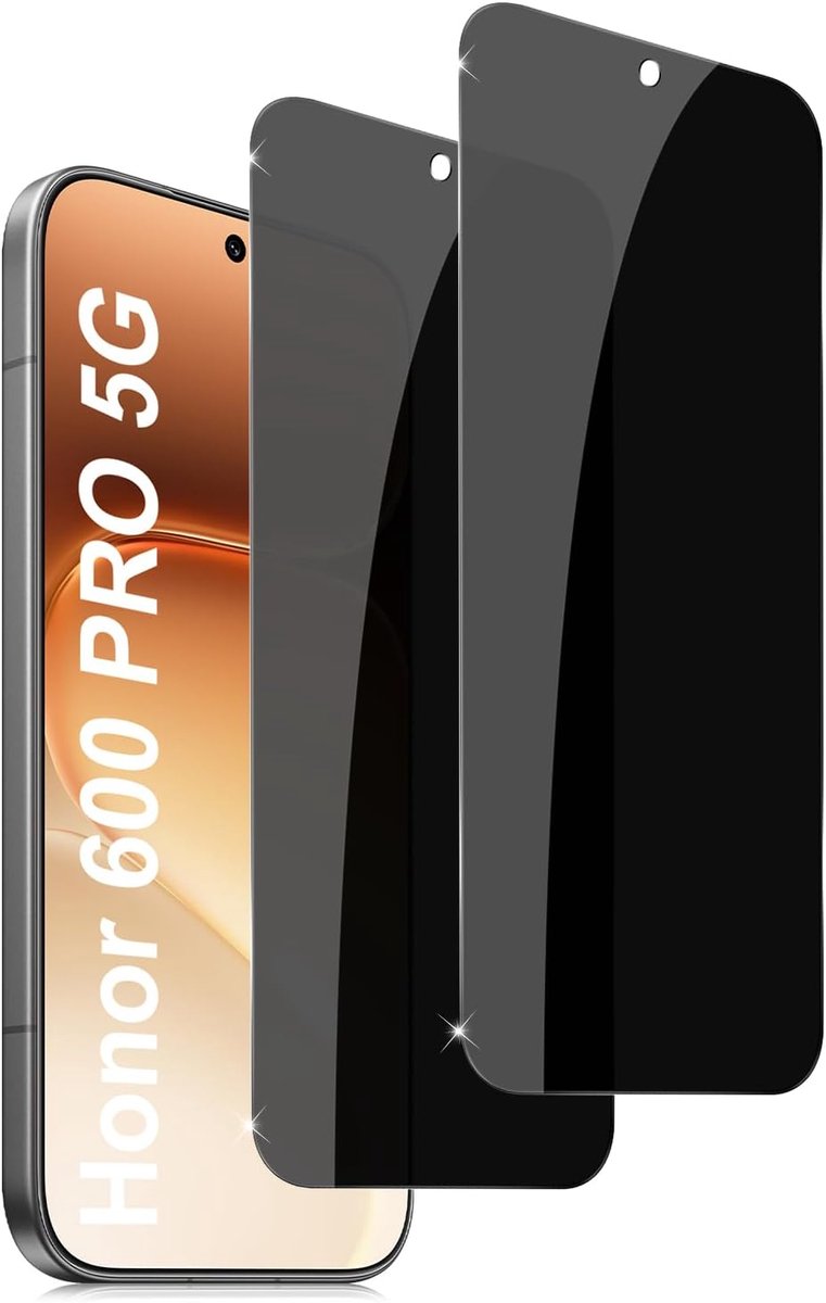 Privacyfolie voor Honor 600 Pro 5G voor pantserglas, 2 stuks, anti-spy, privacy, privacyfolie, beschermfolie, zwarte rand, privacybeschermglas