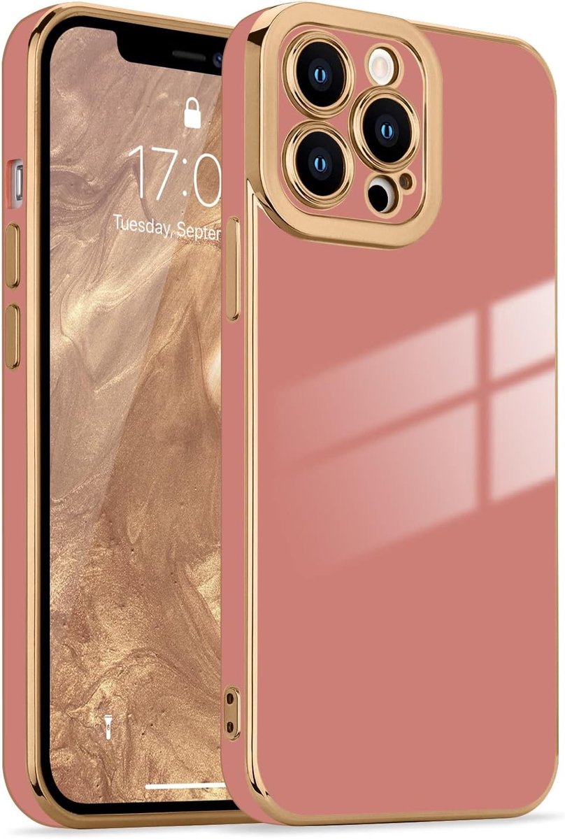 Hoes voor iPhone 12 Pro Max telefoonhoes met camerabescherming luxe glanzend gegalvaniseerde case voor meisjes zacht silicone stootvast krasbestendig beschermhoes ultradunne bumper voor iPhone 12 Pro Max roze