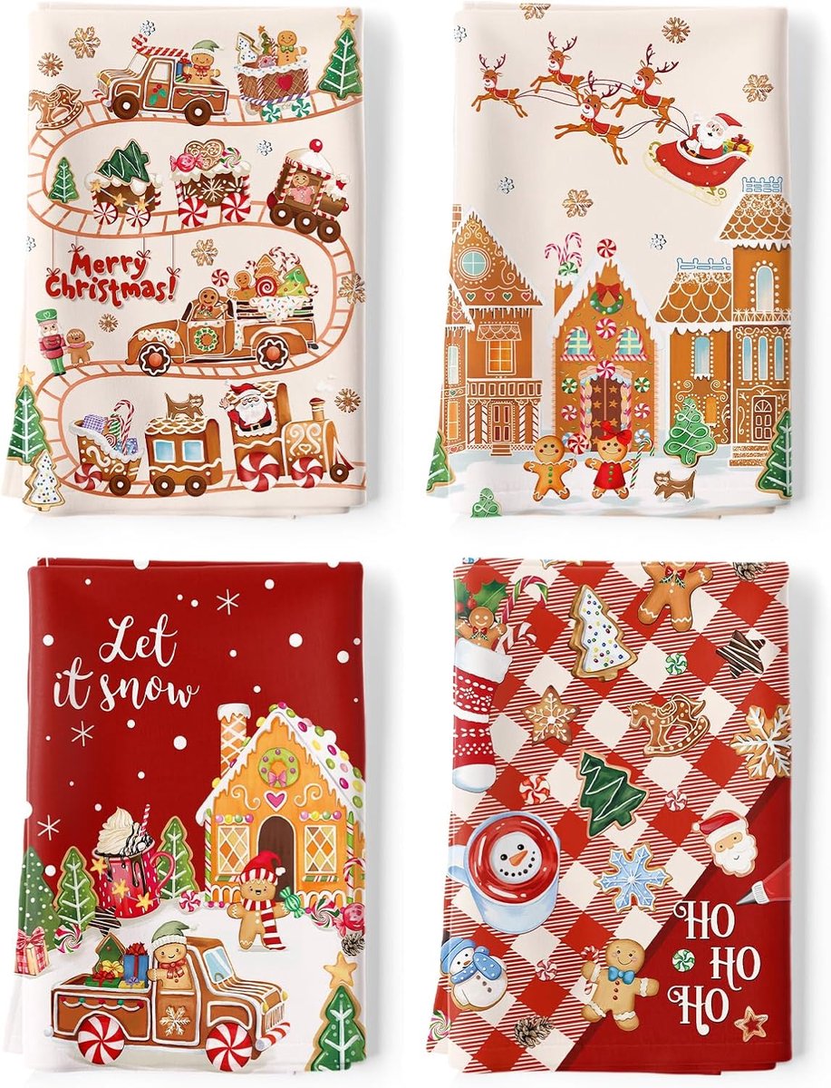 Theedoeken, katoenen keukendoeken, set van 4
