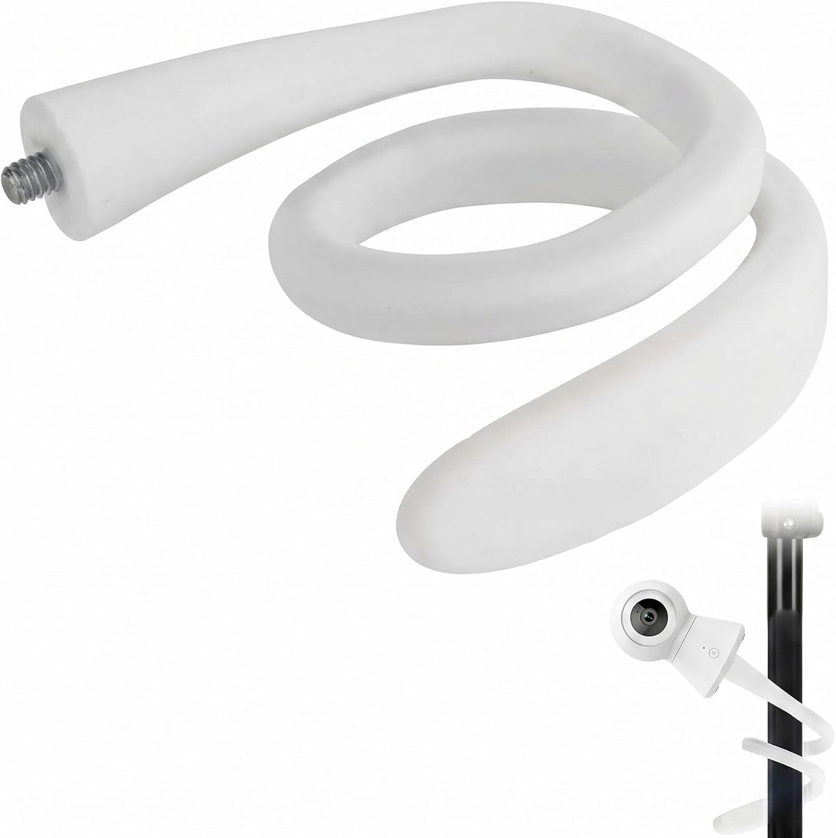 1 stuk, wit, flexibele slangenarm-siliconen met 1/4 inch schroefdraad, compatibel, antislip uitlijning voor veilige bewaking van de kinderkamer