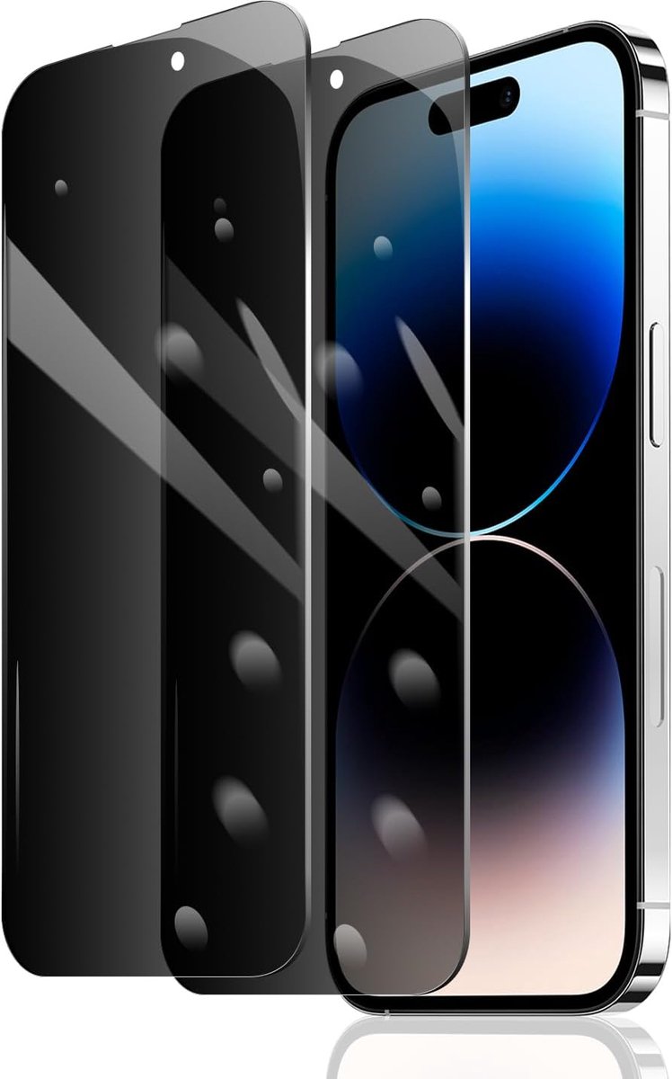 2 stuks privacybeschermingsfolie voor iPhone 14 Pro, anti-spy pantserbescherming, anti-spionage, pantserfolie, displaybeschermingsfolie van gehard glas, privacy-veiligheidsglas, anti-krassen, 9H