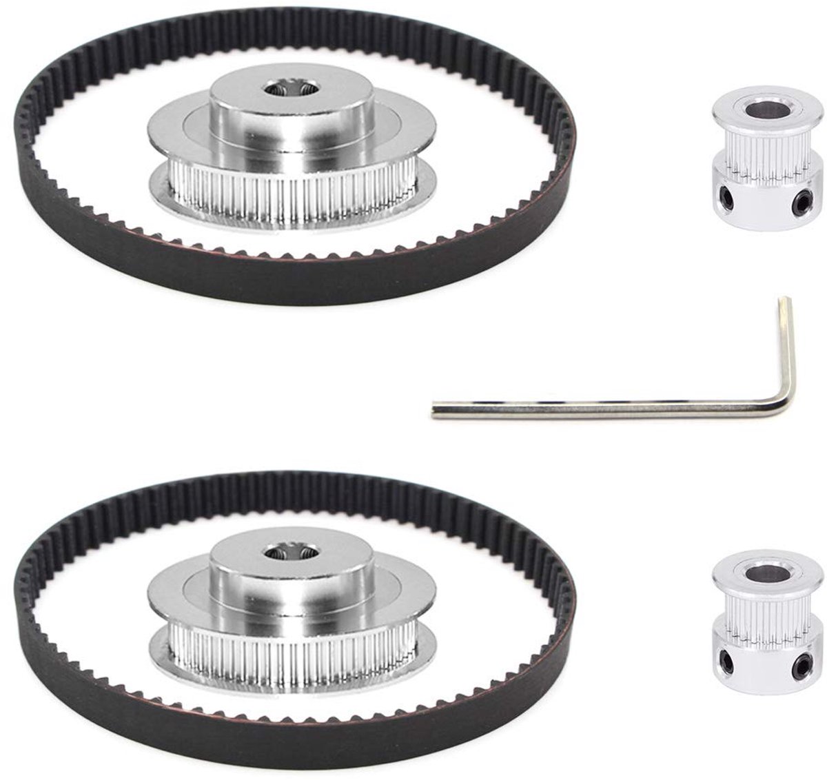 2Kit 2GT Synchrone Wiel 20 & 60 Tanden 6.35mm Boring Aluminium Timing Katrol met 2 stks Lengte 200mm Breedte 6mm Riem (20-60T-6.35B-6)