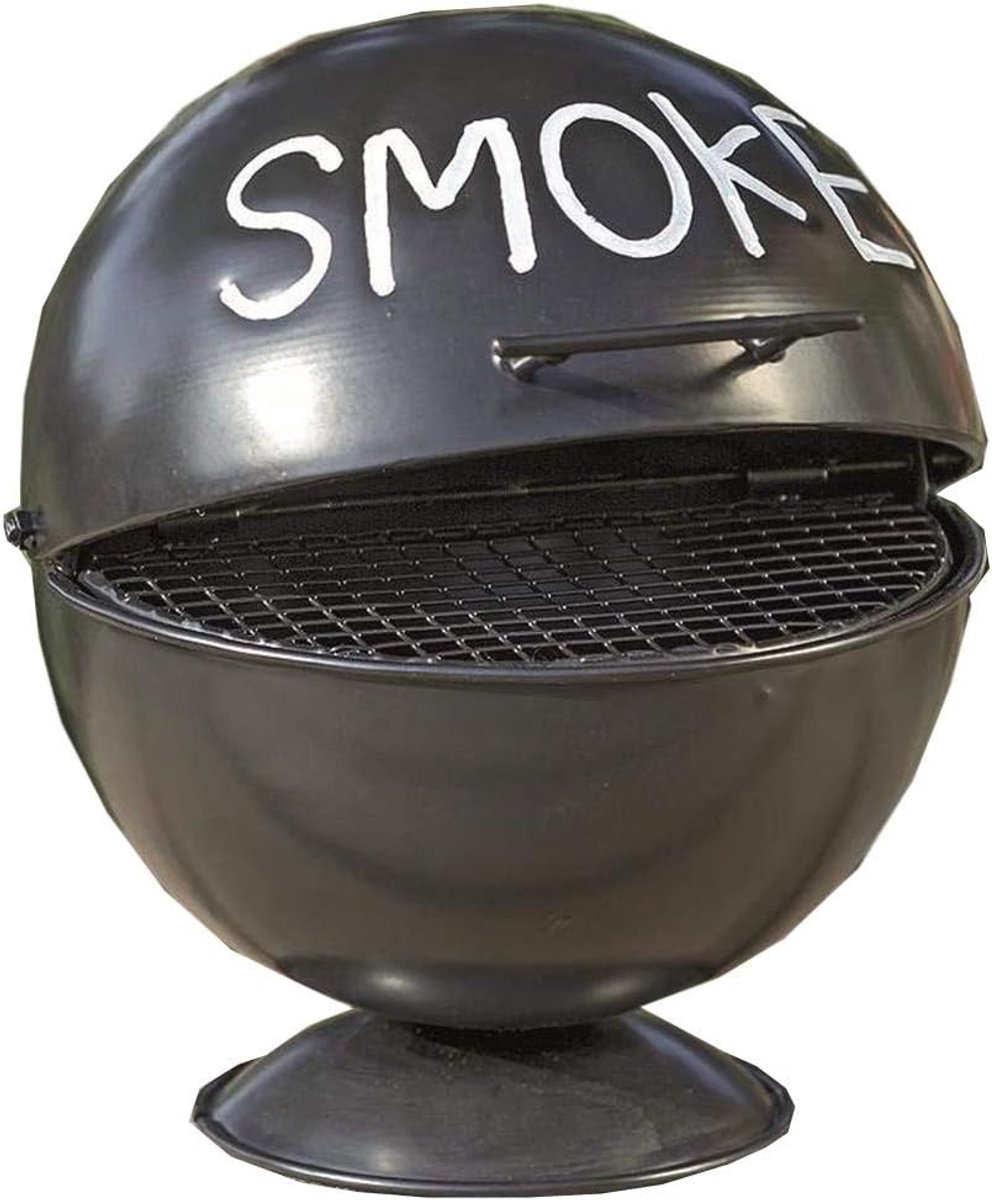 Wiki 3852000 Asbak (stormasbak in grilldesign, cadeau-idee voor rokers, van ijzer zwart, 13 cm)