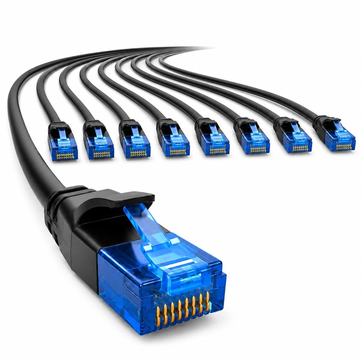 1aTTack.de CAT6 Slim LAN-netwerkkabel 10x 2m 1000 Mbit/s - Zwart