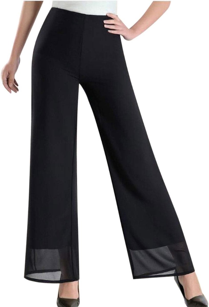 Chiffon hoge elastische taille Palazzo Dressy broek flare rechte been broek