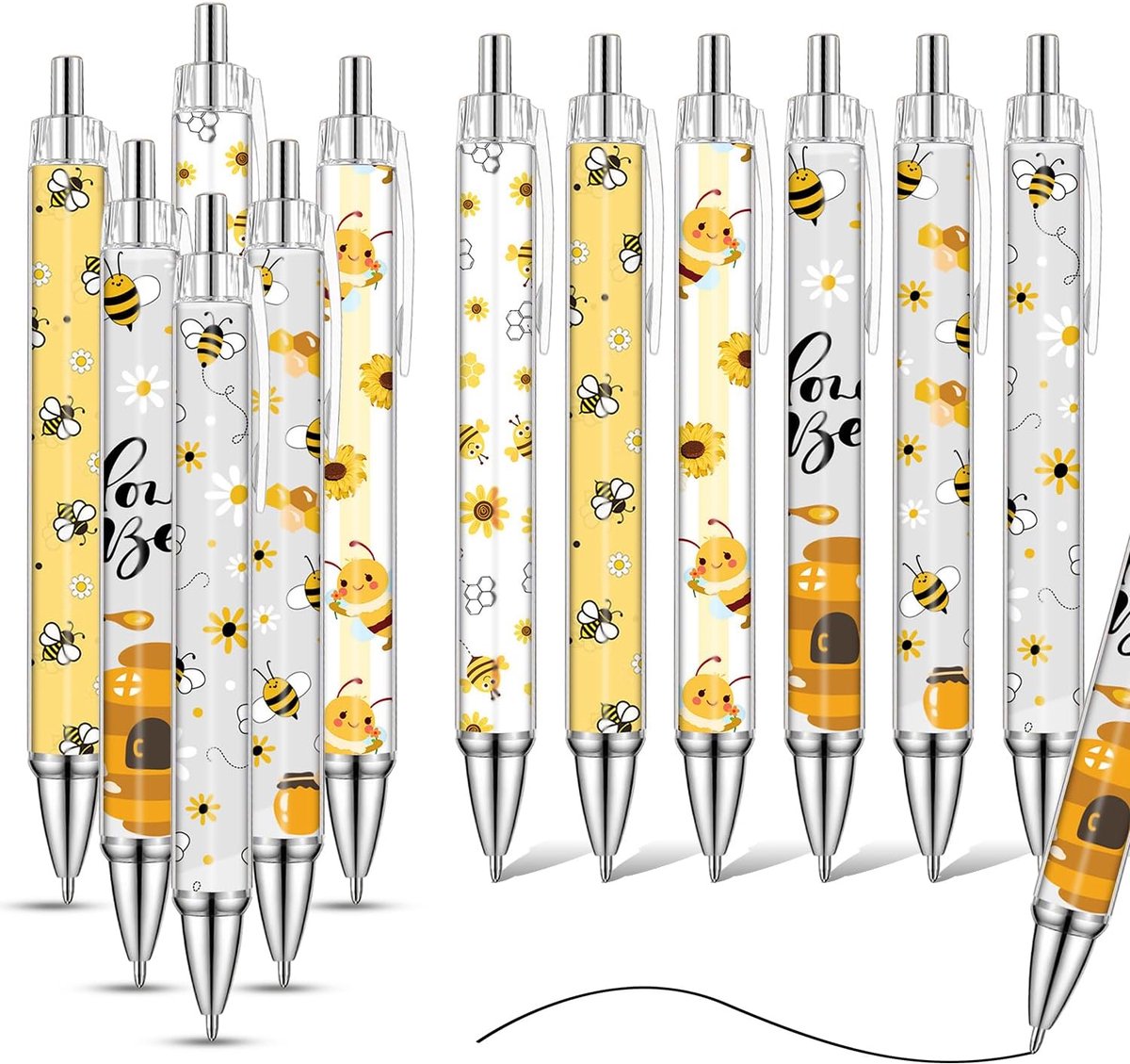 Balpennen met Bijenmotief, 12 Stuks, Bijen Stijl