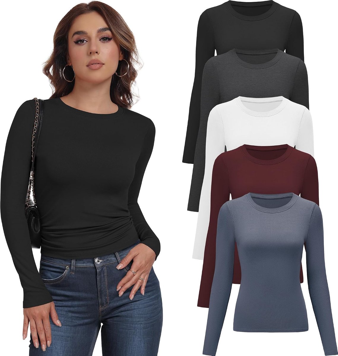 Thermische tops met lange mouwen voor dames slim fit stretch ronde hals ademende laagjes T-shirts voor dames werkkleding ondergoed