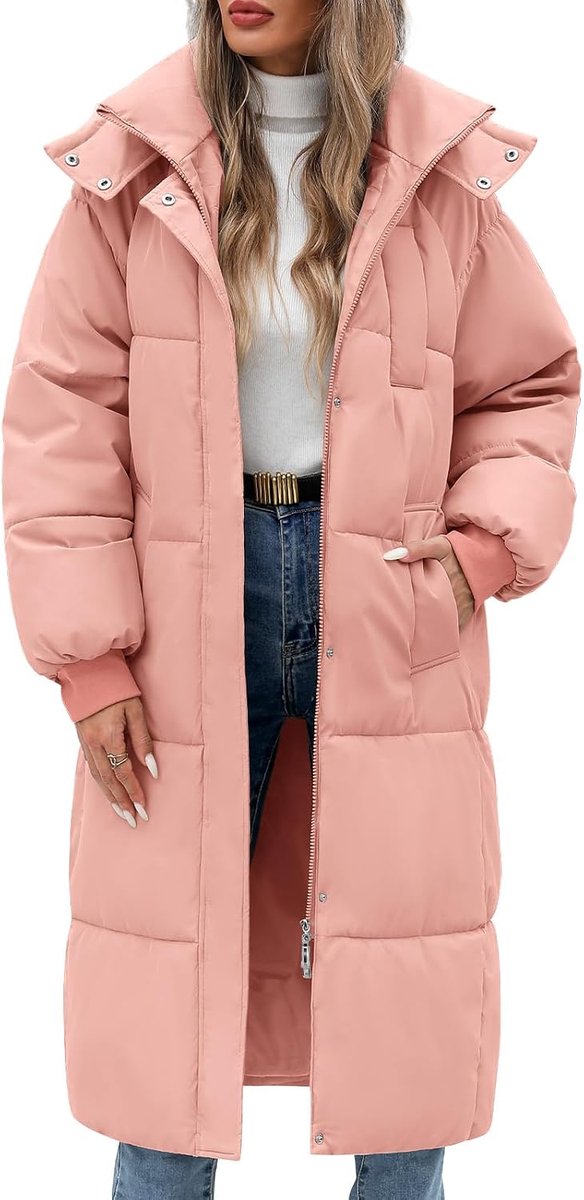 Jassen voor dames, winter, dikke gewatteerde jas, parka met capuchon, donsjack, warme katoenen jas, winddicht, met ritssluiting, zakken