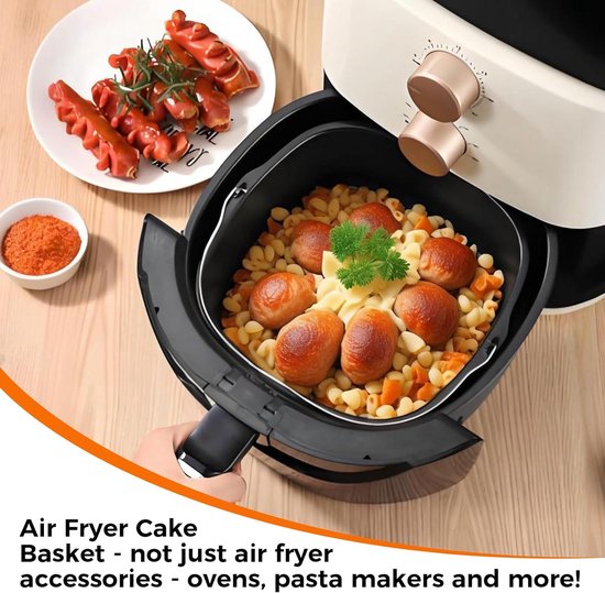 Bakvorm voor airfryer, heteluchtfriteuse bakvorm, vierkante ijzeren airflyer taartvorm, vaatwasmachinebestendig met antiaanbaklaag, geschikt voor HD9925 HD9860 HD9905/01 airfryer (22 cm) — afbeelding 2